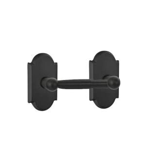 Emtek 23041FB 7 3/8" Wall Mount Spring Rod Toilet Paper Holder with #1 Rosette in Flat Black Bronze