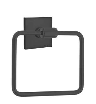 Emtek 290110US19 6" Wall Mount Single Post Towel Ring with Square Rosette in Flat Black