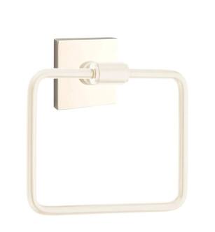 Emtek 290110US14 6" Wall Mount Single Post Towel Ring with Square Rosette in Polished Nickel