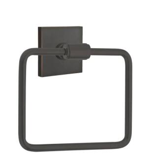 Emtek 290110US10B 6" Wall Mount Single Post Towel Ring with Square Rosette in Oil Rubbed Bronze