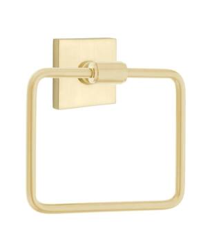 Emtek 290110US4 6" Wall Mount Single Post Towel Ring with Square Rosette in Satin Brass