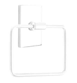 Emtek 290112US26 6" Wall Mount Single Post Towel Ring with Modern Rectangular Rosette in Polished Chrome