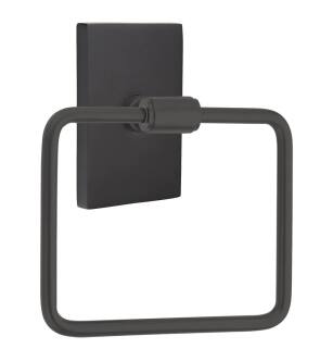 Emtek 290112US19 6" Wall Mount Single Post Towel Ring with Modern Rectangular Rosette in Flat Black