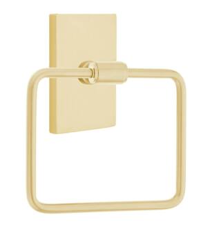 Emtek 290112US4 6" Wall Mount Single Post Towel Ring with Modern Rectangular Rosette in Satin Brass