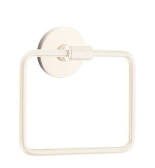 Emtek 290109US14 6" Wall Mount Single Post Towel Ring with Modern with Disc Rosette in Polished Nickel