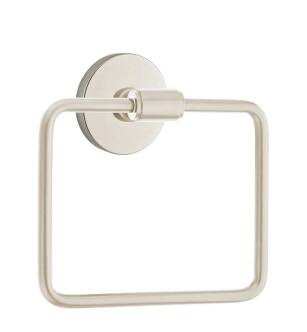 Emtek 290109US15 6" Wall Mount Single Post Towel Ring with Modern with Disc Rosette in Satin Nickel