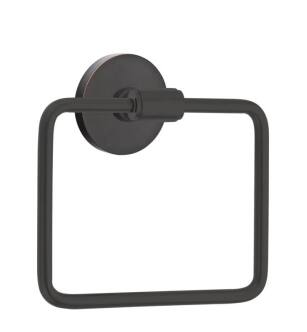 Emtek 290109US10B 6" Wall Mount Single Post Towel Ring with Modern with Disc Rosette in Oil Rubbed Bronze
