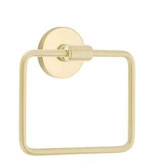 Emtek 290109US4 6" Wall Mount Single Post Towel Ring with Modern with Disc Rosette in Satin Brass