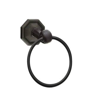 Emtek 270115MB 6 1/2" Wall Mount Towel Ring with #15 Rosette in Medium Bronze