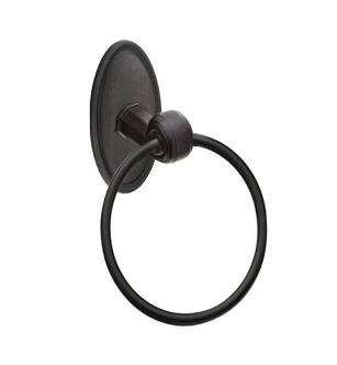 Emtek 270114MB 6 1/2" Wall Mount Towel Ring with #14 Rosette in Medium Bronze