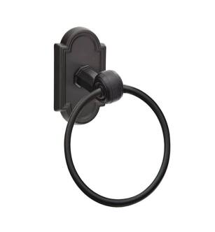 Emtek 270111FB 6 1/2" Wall Mount Towel Ring with #11 Rosette in Flat Black Bronze