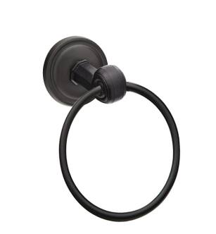 Emtek 270112FB 6 1/2" Wall Mount Towel Ring with #12 Rosette in Flat Black Bronze
