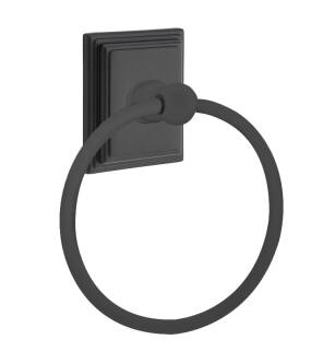 Emtek 260161US19 6 7/8" Wall Mount Towel Ring with Wilshire Rosette in Flat Black