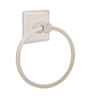Emtek 260131US15 6 7/8" Wall Mount Towel Ring with Quincy Rosette in Satin Nickel