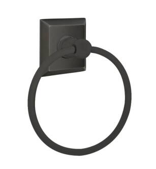 Emtek 260131US10B 6 7/8" Wall Mount Towel Ring with Quincy Rosette in Oil Rubbed Bronze