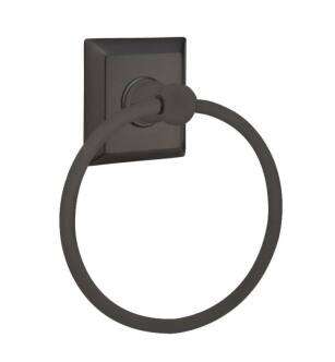 Emtek 260131US19 6 7/8" Wall Mount Towel Ring with Quincy Rosette in Flat Black
