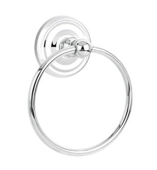 Emtek 26010US26 6 7/8" Wall Mount Towel Ring with Regular Rosette in Polished Chrome