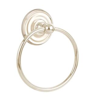 Emtek 26010US14 6 7/8" Wall Mount Towel Ring with Regular Rosette in Polished Nickel