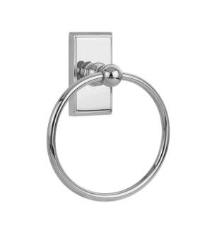 Emtek 26013US26 6 7/8" Wall Mount Towel Ring with Rectangular Rosette in Polished Chrome