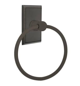 Emtek 26013US10B 6 7/8" Wall Mount Towel Ring with Rectangular Rosette in Oil Rubbed Bronze