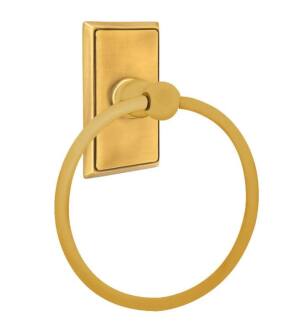 Emtek 26013US7 6 7/8" Wall Mount Towel Ring with Rectangular Rosette in French Antique