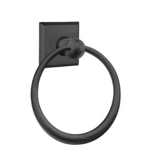 Emtek 23016FB 6 1/2" Wall Mount Towel Ring with #6 Rosette in Flat Black Bronze