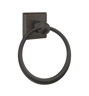 Emtek 23016MB 6 1/2" Wall Mount Towel Ring with #6 Rosette in Medium Bronze