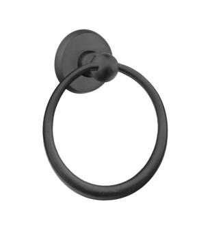 Emtek 23012FB 6 1/2" Wall Mount Towel Ring with #2 Rosette in Flat Black Bronze