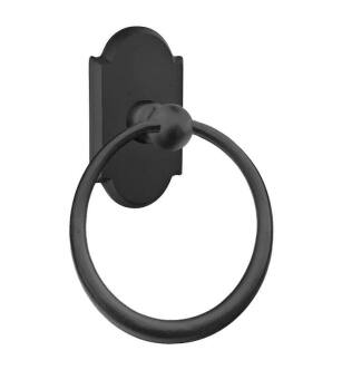 Emtek 23011FB 6 1/2" Wall Mount Towel Ring with #1 Rosette in Flat Black Bronze