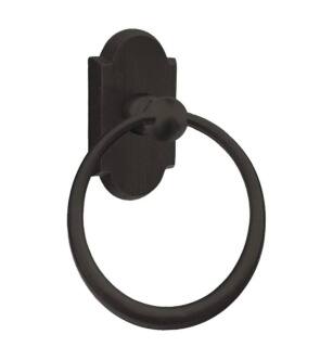 Emtek 23011MB 6 1/2" Wall Mount Towel Ring with #1 Rosette in Medium Bronze