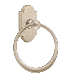 Emtek 23011TWB 6 1/2" Wall Mount Towel Ring with #1 Rosette in Tumbled White Bronze (TWB)