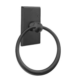 Emtek 23013FB 6 1/2" Wall Mount Towel Ring with #3 Rosette in Flat Black Bronze
