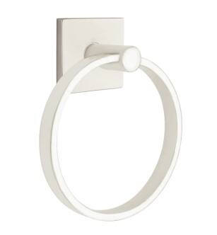 Emtek 280110US15 6 1/2" Wall Mount Towel Ring with Square Rosette in Satin Nickel