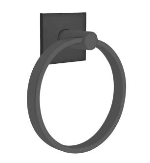 Emtek 280110US19 6 1/2" Wall Mount Towel Ring with Square Rosette in Flat Black