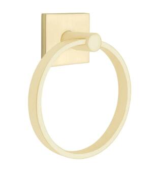 Emtek 280110US4 6 1/2" Wall Mount Towel Ring with Square Rosette in Satin Brass