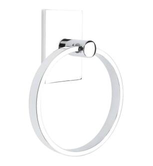 Emtek 280112US26 6 1/2" Wall Mount Towel Ring with Modern Rectangular Rosette in Polished Chrome