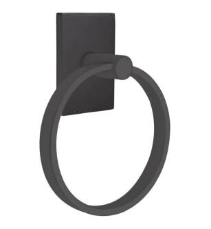 Emtek 280112US19 6 1/2" Wall Mount Towel Ring with Modern Rectangular Rosette in Flat Black