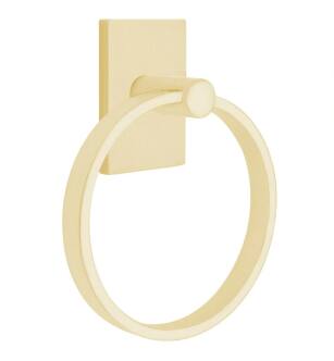 Emtek 280112US4 6 1/2" Wall Mount Towel Ring with Modern Rectangular Rosette in Satin Brass