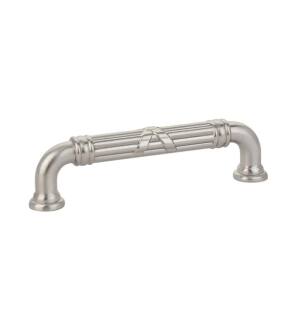 Emtek 86285US15 American Designer Ribbon & Reed 4" Center to Center Estate Fixed Cabinet Pull in Satin Nickel