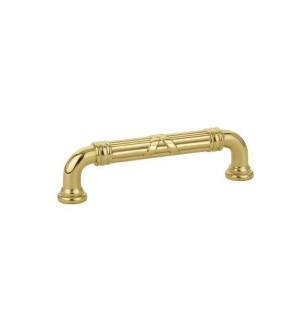 Emtek 86284US3 American Designer Ribbon & Reed 3 1/2" Center to Center Estate Fixed Cabinet Pull in Polished Brass