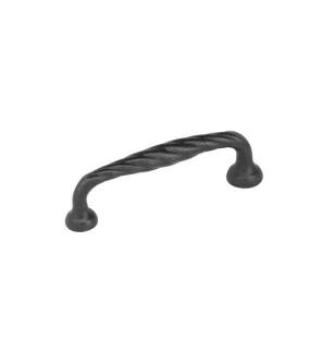 Emtek 86105FB Tuscany Bronze 4" Center to Center Twist Fixed Cabinet Pull in Flat Black
