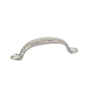 Emtek 86047US15 Arts and Crafts Hammered 3 1/2" Center to Center Brass Arch Cabinet Pull in Satin Nickel