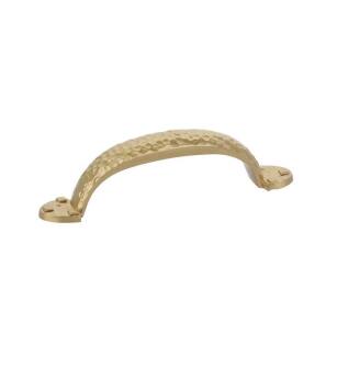 Emtek 86047US4 Arts and Crafts Hammered 3 1/2" Center to Center Brass Arch Cabinet Pull in Satin Brass