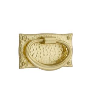 Emtek 86041US4 Arts and Crafts Hammered 3" Brass Ring Oval Cabinet Pull in Satin Brass