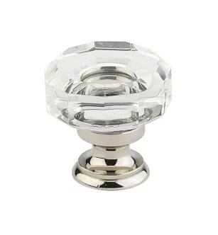 Emtek 86571US14 Crystal & Porcelain Lowell 1 3/8" Clear Crystal Cabinet Knob in Polished Nickel