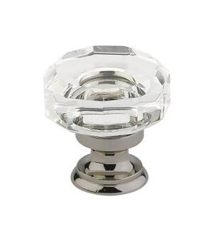Emtek 86571US15A Crystal & Porcelain Lowell 1 3/8" Clear Crystal Cabinet Knob in Pewter