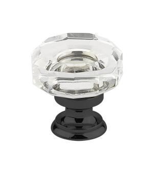 Emtek 86571US19 Crystal & Porcelain Lowell 1 3/8" Clear Crystal Cabinet Knob in Flat Black