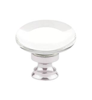 Emtek 86567US14 Crystal & Porcelain Providence 1 3/8" Crystal Cabinet Knob in Polished Nickel