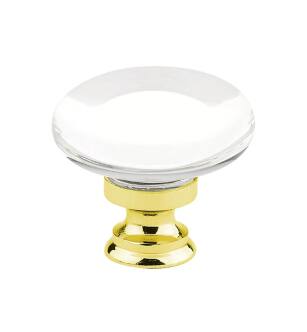 Emtek 86567US3 Crystal & Porcelain Providence 1 3/8" Crystal Cabinet Knob in Polished Brass