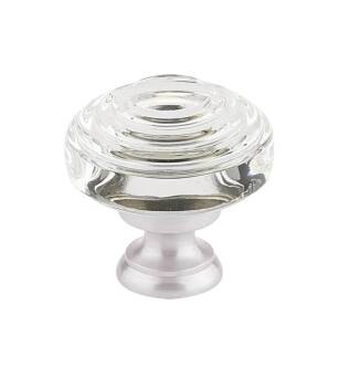 Emtek 86564US14 Crystal & Porcelain Deco 1 5/8" Clear Crystal Cabinet Knob in Satin Brass in Polished Nickel